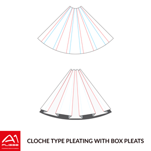 Cloche type pleating with box pleats