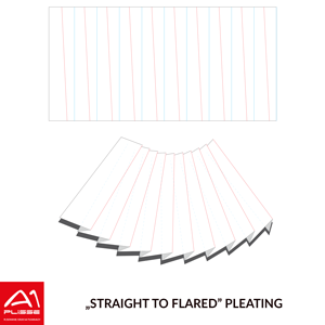 Straight to flared pleating